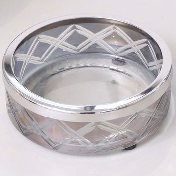 Smoked Patterned Glass Soap Dish with Silver Chrome Rim