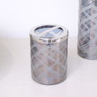 Smoked Patterned Glass Toothbrush Holder with Silver Rim