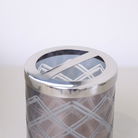 Smoked Patterned Glass Toothbrush Holder with Silver Rim