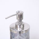 Smoked Patterned Soap Dispenser with Silver Chrome Rim