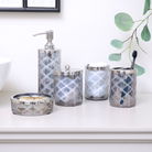Smoked Patterned Soap Dispenser with Silver Chrome Rim