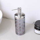 Smoked Patterned Soap Dispenser with Silver Chrome Rim