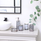 Smoked Patterned Soap Dispenser with Silver Chrome Rim