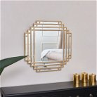Square Gold Art Deco Fan Wall Mirror 55cm x 55cm 