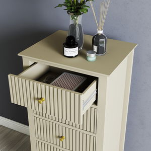 Tall 5 Drawer Bedside Table - Hales Taupe Range
