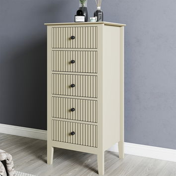 Tall 5 Drawer Bedside Table - Hales Taupe Range