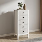 Tall 5 Drawer Bedside Table - Hales White Range