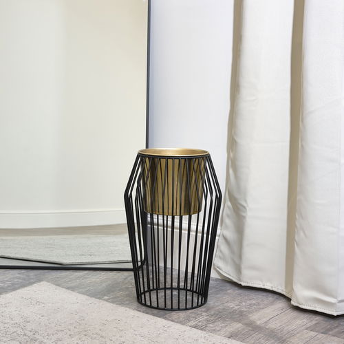 Tall Black & Gold Wire Planter Pot Stand - 45cm