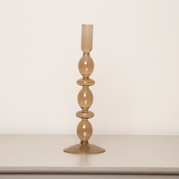 Tall Brown Glass Candle Holder - 27cm