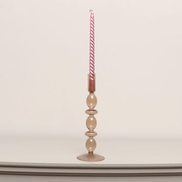 Tall Brown Glass Candle Holder - 27cm