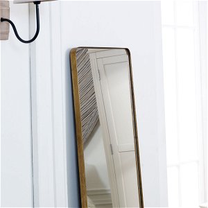 Tall Brushed Gold Thin Framed Wall Mirror / Leaner Mirror 42cm x 156cm