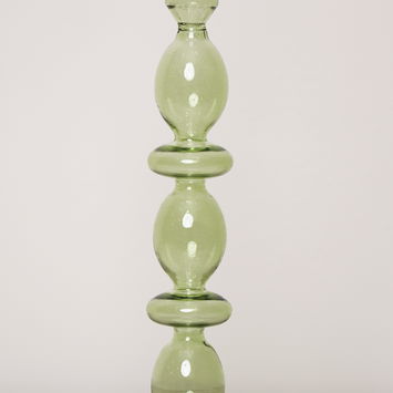 Tall Dark Green Glass Candle Holder - 27cm