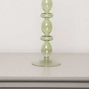 Tall Dark Green Glass Candle Holder - 27cm