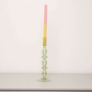 Tall Dark Green Glass Candle Holder - 27cm