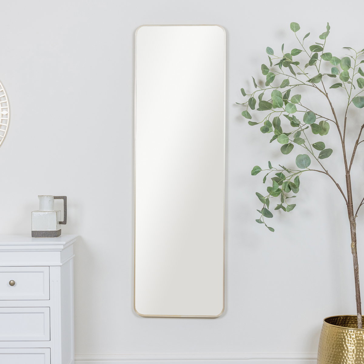 Tall Gold Curved Framed Wall / Leaner Mirror 145cm x 45cm | Melody Maison