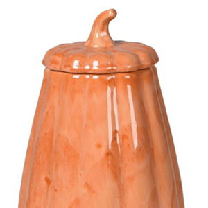 Tall Grey & Orange Pumpkin Lidded Jar