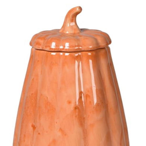 Tall Grey & Orange Pumpkin Lidded Jar