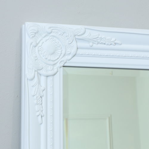 Tall / Long White Ornate Wall / Leaner Mirror 47cm x 142cm