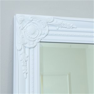 Tall / Long White Ornate Wall / Leaner Mirror 47cm x 142cm