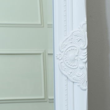 Tall / Long White Ornate Wall / Leaner Mirror 47cm x 142cm