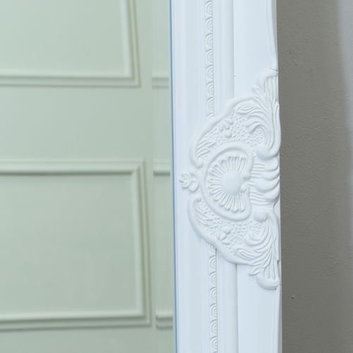 Tall / Long White Ornate Wall / Leaner Mirror 47cm x 142cm