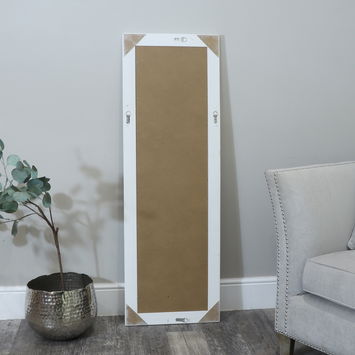 Tall / Long White Ornate Wall / Leaner Mirror 47cm x 142cm