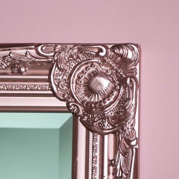 Tall Ornate Rose Gold Pink Mirror 47cm x 142cm