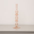 Tall Pale Pink Glass Candle Holder - 27cm