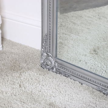 Tall Silver Ornate Bevelled Mirror 47cm x 142cm 