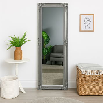 Tall Silver Ornate Mirror