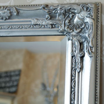 Tall Silver Ornate Mirror