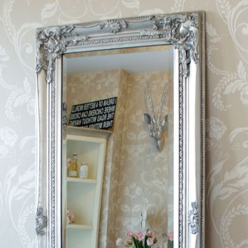 Tall Silver Ornate Mirror