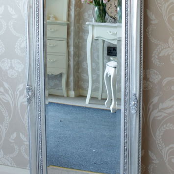 Tall Silver Ornate Mirror