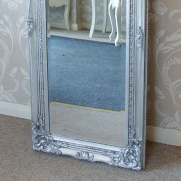 Tall Silver Ornate Mirror