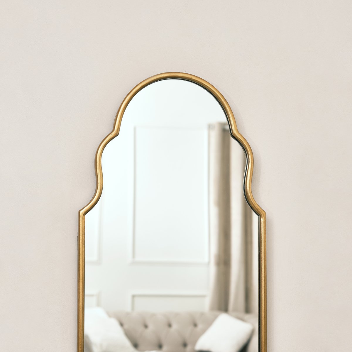 Tall Slim Gold Arch Wall Mirror 133cm x 38cm 