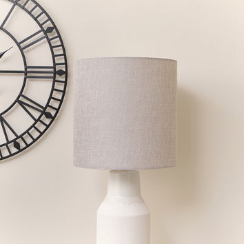 Tall White Ceramic Table Lamp with Grey Shade