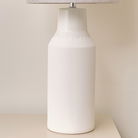 Tall White Ceramic Table Lamp with Grey Shade