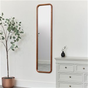 Tall Wooden Curved Framed Wall Mirror - 160cm x 40cm