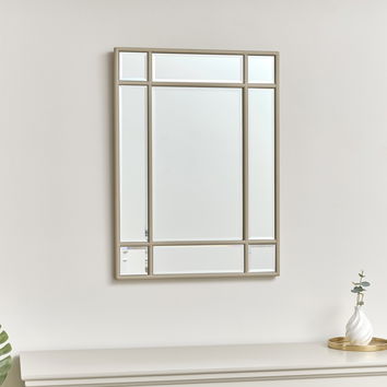 Taupe Framed Art Deco Wall Mirror 75cm x 55cm