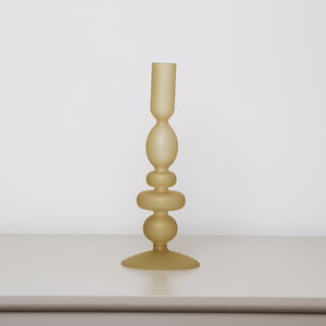 Taupe Frosted Glass Candle Holder - 20.5cm