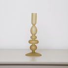 Taupe Frosted Glass Candle Holder - 27cm