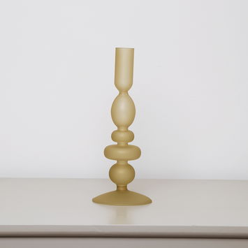 Taupe Frosted Glass Candle Holder - 27cm