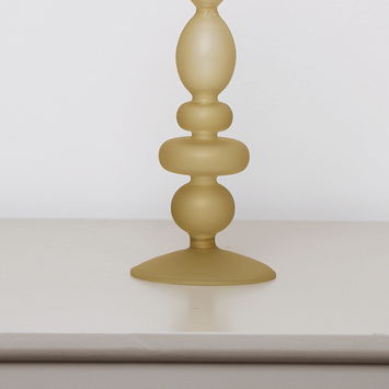 Taupe Frosted Glass Candle Holder - 27cm