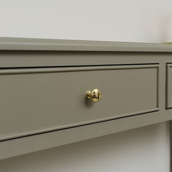 Taupe Grey 2 Drawer Console Table with Shelf Storage