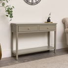 Taupe Grey 2 Drawer Console Table with Shelf Storage