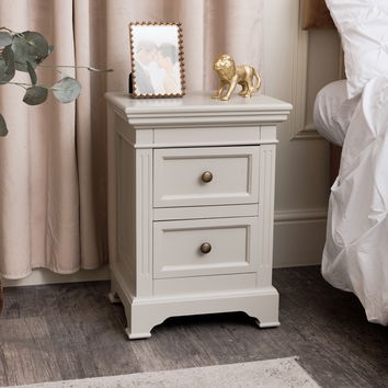 Taupe-Grey Two Drawer Bedside Table - Daventry Taupe-Grey Range