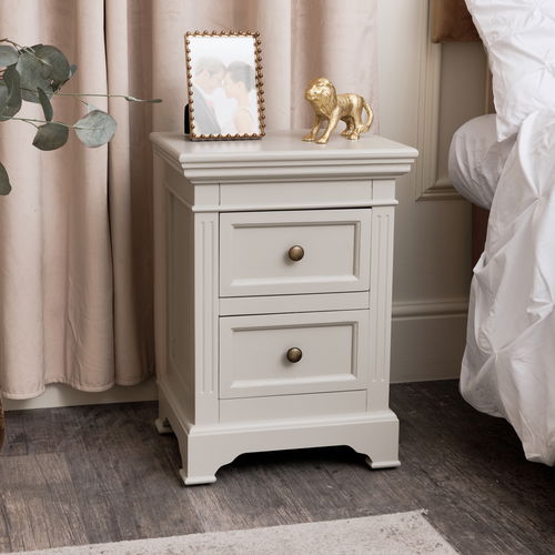 Taupe-Grey Two Drawer Bedside Table - Daventry Taupe-Grey Range 