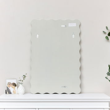 Taupe Grey Wave Framed Wall Mirror 90cm x 60cm