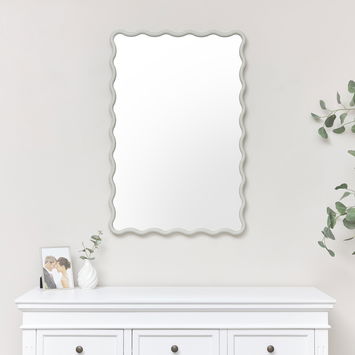 Taupe Grey Wave Framed Wall Mirror 90cm x 60cm