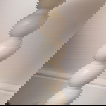 Taupe Painted Round Wooden Bobble Side Table - 45cm x 56.5cm